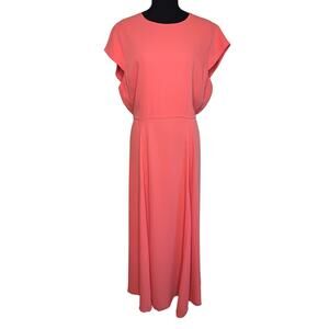 Babaton Aritzia Coral Open Back Midi Dress Size 14 Wedding Guest Summer